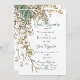 Convite Greenery Floral Garland Script Elegante Casamento