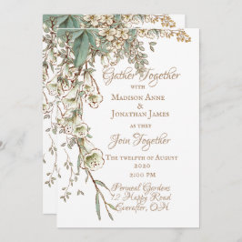 Convite Greenery Floral Garland Script Elegante Casamento