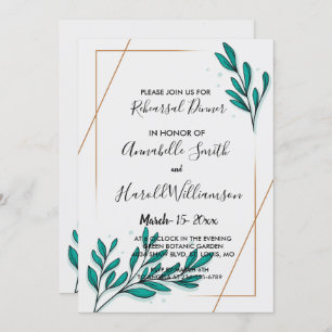 Convite Greenery Floral Gold Foil deixa Janto de ensaio