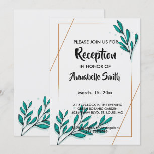 Convite Greenery Floral Gold Foil Deixa Recepção