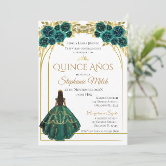 Convite Greenery Floral Mexican Quinceanera Invitation