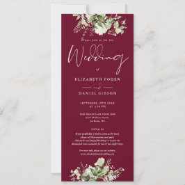 Convite Greenery Floral Monogramas Detalhes Burgundy Casam