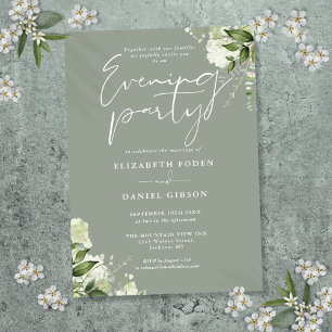 Convite Greenery Floral Sage Partido de Casamento Verde No
