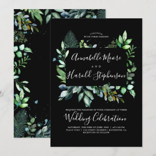 Convite Greenery   Floresta   Casamento Modern Watercolor