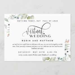Convite Greenery Foliage, Casamento Virtual Online