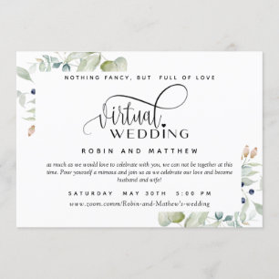 Convite Greenery Foliage, Casamento Virtual Online