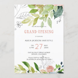 Convite Greenery Foliage Chic Beauty Salon Grand Open
