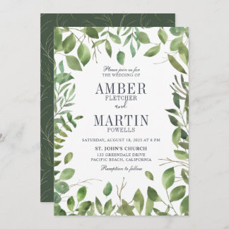 Convite Greenery Foliage Leafy Wedding