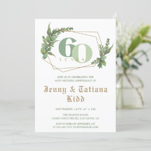 Convite Greenery Frame 60º Aniversário de Casamento