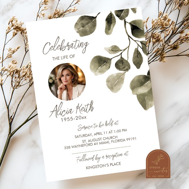 Convite Greenery Funeral Announcement (Criador carregado)