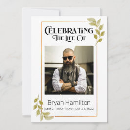 Convite Greenery Funeral Memorial Order Of Service Program