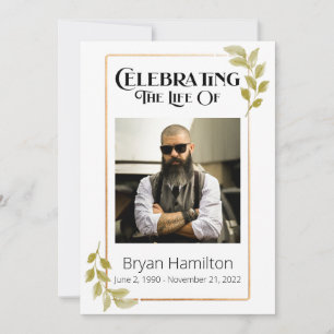 Convite Greenery Funeral Memorial Order Of Service Program