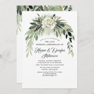 Convite Greenery Garland Elegant Wedding Anniversário Part