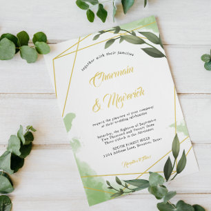 Convite Greenery Geo Frame Wedding
