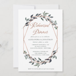 Convite Greenery Geo | Janto de ensaio Rosa Dourado