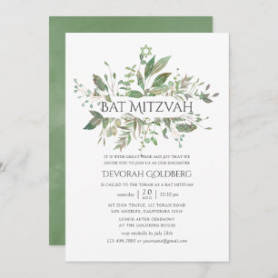 Convite Greenery Geométrico Bat Mitzvah