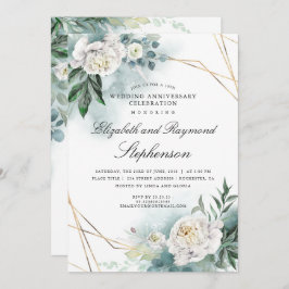 Convite Greenery Gold Geométrico Floral Casamento Aniversá