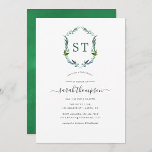 Convite Greenery Laurel Crest Chá de panela