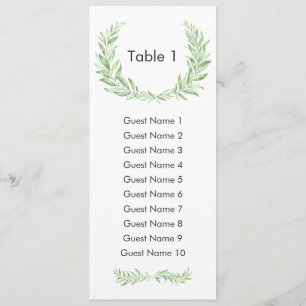 Convite Greenery Laurel Wreath Guest Seating Plan