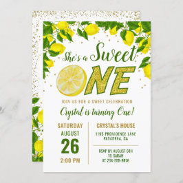 Convite Greenery Lemon Sweet One First Birthday