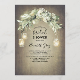 Convite Greenery Mason Jar Luz Chá de panela Russo