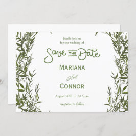Convite Greenery Minimal Save The Date Invitation