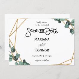 Convite Greenery Minimal Save The Date Invitation