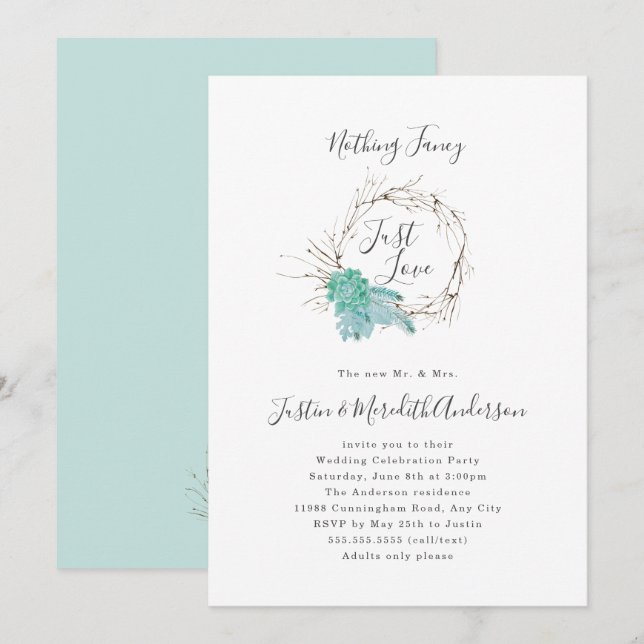 Convite Greenery Nada Rico Apenas acolhedor de amor (Frente/Verso)