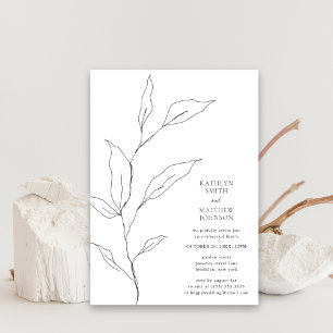 Convite Greenery Olive Leaf Branch Simples Almoço de Ensai