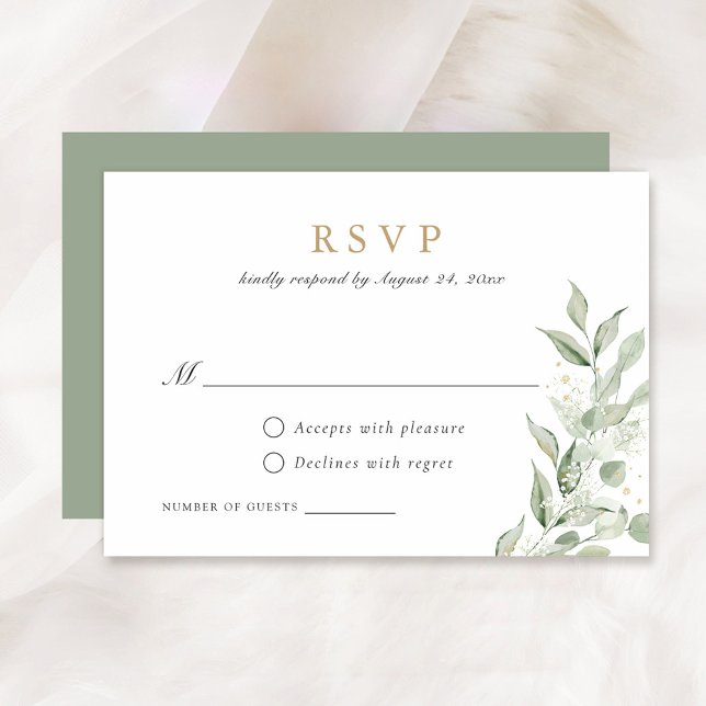 Convite Greenery Olive Leaves Branch Baby's Breath RSVP (Criador carregado)