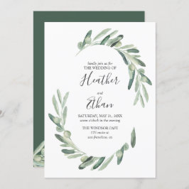 Convite Greenery Olive Modern Font Casamento Manuscrito
