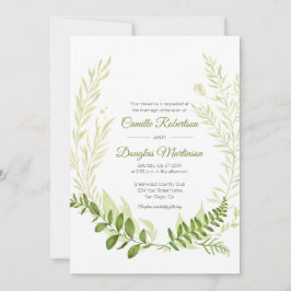 Convite Greenery Russo Botânico Laurel Wreath Wedding |