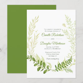 Convite Greenery Russo Botânico Laurel Wreath Wedding |