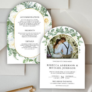 Convite Greenery Rustic Ivory Floral Tudo em Um Casamento