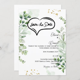 Convite Greenery Rustic Save The Date Invitation