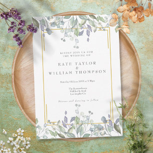 Convite Greenery Sage Lilac Floral Tudo Em Um Casamento