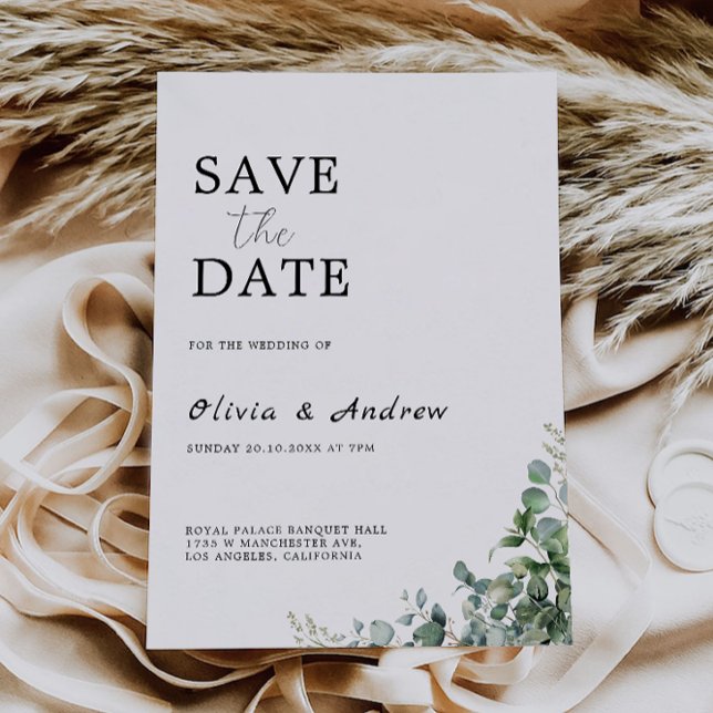 Convite Greenery Salve A Data Casamento (Greenery Save The Date Wedding Invitation)