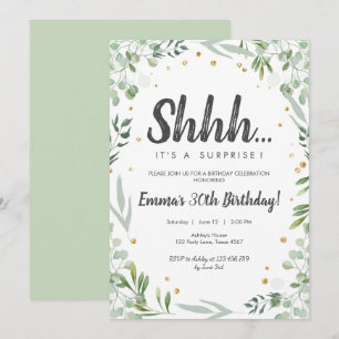 Convite Greenery Shhh É uma Adulta Surpreendente de Anive