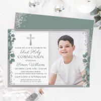 Greenery Silver Glitter Primeira Foto Sagrada de C