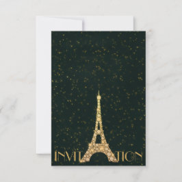 Convite Greenery Starry Dourado Torre Eiffel Cristais Pari