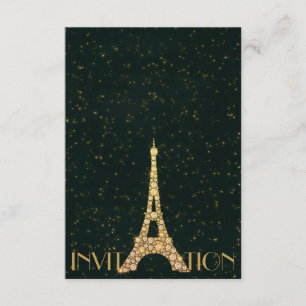 Convite Greenery Starry Dourado Torre Eiffel Cristais Pari