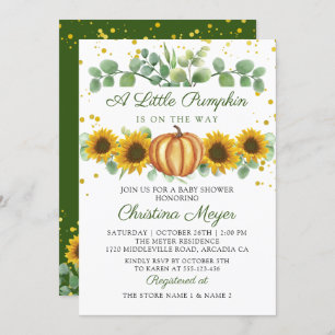 Convite Greenery Sunflower Autumn Pumpkin Chá de fraldas