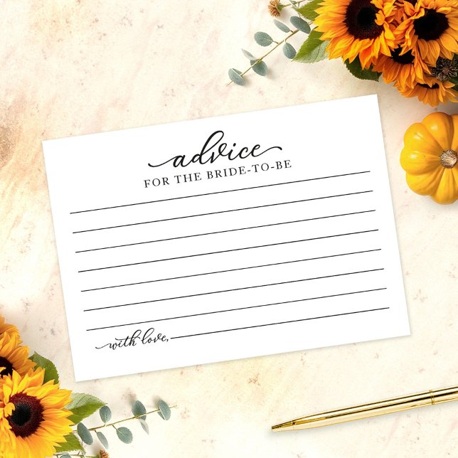 Convite Greenery Sunflower Fall Chá de panela Advice Card (Criador carregado)