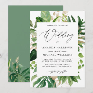 Convite Greenery Tropical Palm Sai Casamento de Verão