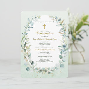 Convite Greenery Twin Communion Modelo