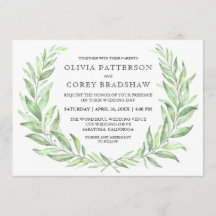 Greenery Watercolor Laurel Wreath Wedding