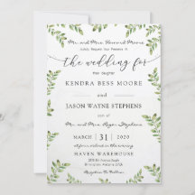 Convite Greenery Wedding