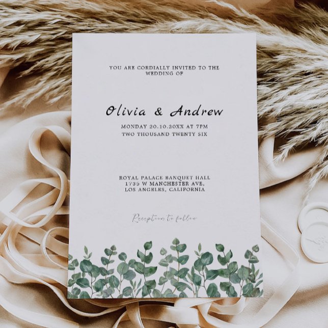 Convite Greenery Wedding Modelo (Greenery Wedding Invitation Template)