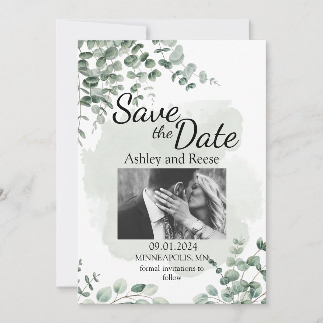 CONVITE GREENERY WEDDING PERSONALIZADO SALVE AS DATAS (Frente)