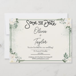 Convite Greenery Whimsical Save The Date Invitation
